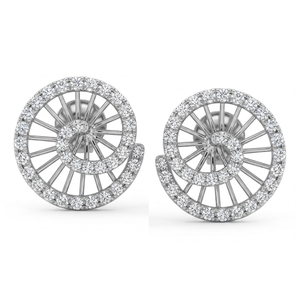 12mm Large Round Sunburst Stud Earrings 18K Gold Natural Diamond Celestial Sun and Moon Earrings For Women - Product Image 1
