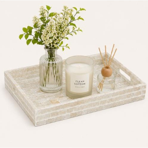 Bandeja Moderna de Lujo con Mosaico de Madreperla, Rectangular, de Madera, para Servir y Almacenar, Diseño Personalizable, Vajilla Funcional - Product Image 4