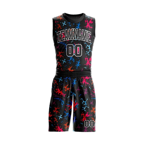 Custom Black <b>Paint</b> Splash Basketball Uniform Set OEM ODM Manufacturer Personalized Team Jersey and Shorts Sublimated Mesh Sports - Product Image 4