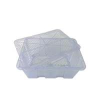 Caisse en plastique PP pour litchis, fruits, légumes, fruits de mer et viande, forme rectangulaire avec poignée, recyclée, vente en gros