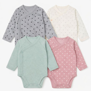 JALBEBE Mono de bebé ecológico lavable de manga larga con cierre de botones frontal abierto, tejido de algodón y elastano, venta al por mayor - Product Image 1