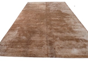 Handwoven Burnt Orange Silk Rug, Modern Minimalist Carpet - Product Image 2