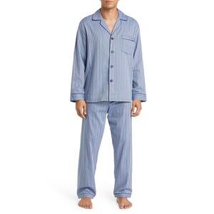 Ensemble de pyjama de luxe pour homme 100 % soie respirant et confortable avec pantalon à cordon – Vêtements de nuit pour homme personnalisés, respirants et tendance à prix abordable - Product Image 1