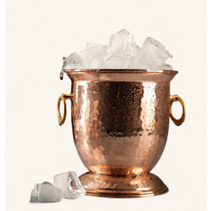 Seau à glace vintage en cuivre martelé avec poignées en anneau, refroidisseur à vin en acier inoxydable à double paroi pour bar à domicile et restaurant d'hôtel - Product Image 4