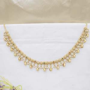 Cadena de cintura tradicional con acabado dorado y perlas, Kamarbandh, cadena de vientre artificial para novias, joyería para mujeres, cinturón para sari. - Product Image 2