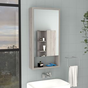 Armadietto per medicinali con finitura grigio chiaro e un ripiano esterno, collezione Irvine, scaffali da bagno - Product Image 1