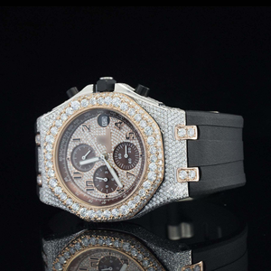 Montre-bracelet automatique analogique pour homme avec grand diamant moissanite serti clos, cadran à échelle mixte et bracelet en caoutchouc noir 41 mm – Tendance masculine - Product Image 2