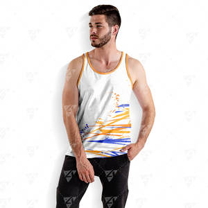 Camiseta sin Mangas Personalizada para Hombre, Talla Grande, Transpirable, Ecológica, de Secado Rápido, Poliéster/Algodón, Estampada o Lisa, Cuello Redondo, 220g, para Entrenamiento de Verano - Product Image 5