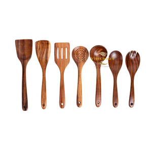 Juego de utensilios de cocina de madera natural, ecológicos, para uso doméstico y en restaurantes. - Product Image 2