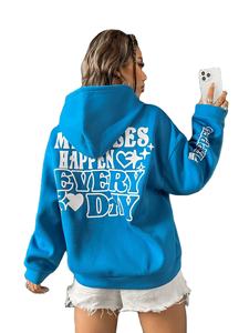Venta al por mayor sudadera de lana de alta calidad 500gsm mujeres de gran tamaño pesado jerséis con capucha Puffy personalizado Puff impresión sudaderas con capucha - Product Image 4