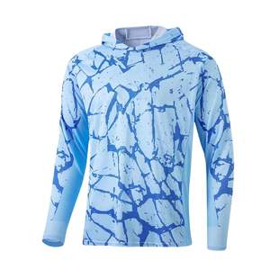 เสื้อฮู้ดดี้ตกปลาผ้าสแปนเด็กซ์/โพลีเอสเตอร์แบบสั่งทำ MOQ ต่ำ พร้อมหน้ากากปิดจมูก พิมพ์ลายแบบซับลิเมชั่นตามสั่ง สำหรับการแข่งขันตกปลาเบส - Product Image 1