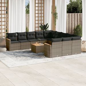 Conjunto de Sofás de Jardín de Ratán Gris, 6 Plazas, Resistente a la Intemperie, Muebles de Exterior de Diseño Contemporáneo - Product Image 3