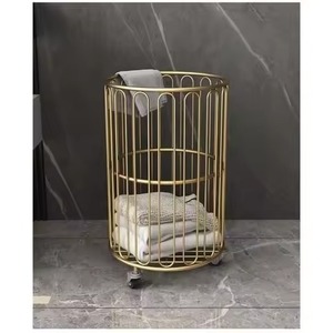 Cesto de Ropa de Malla Metálica Cónica en Bronce Brillante y Oro Rosa con Asas Planas Superiores - Product Image 3