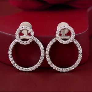 Pendientes de Aro con Diamantes Cultivados en Laboratorio de 1.62 CT, Círculo Redondo, Oro Blanco de 14K, Chapado en Oro de 18K - Product Image 1