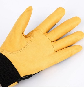 Gants de travail en cuir véritable, gants de protection industrielle robustes, double paume en cuir avec revêtement caoutchouté - Product Image 2