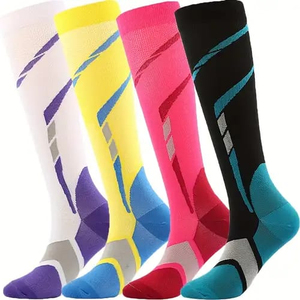 Compression <b>Socks</b> <b>Knee</b> <b>High</b> Breathable Knitted <b>Socks</b> Spandex Polyester Running Sports <b>Socks</b> Geometric Pattern Adult Summer - Product Image 6