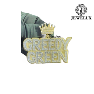 Wholesale Luxury Iced Gold Plated 925 <b>Silver</b> Freshwater Pearl Hip Hop Charms <b>Crown</b> Pendant Jewelry Unisex Jewelux IGI - Product Image 1