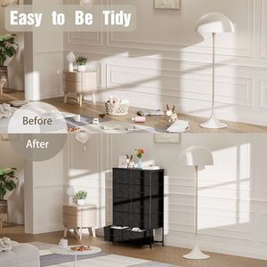 Armoire de rangement pour vêtements en acier pour chambre à coucher, avec 10 tiroirs en tissu, table de chevet, commodes - Product Image 3