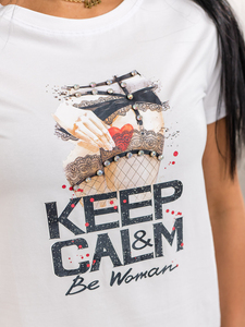 T-shirt décontracté personnalisable de haute qualité pour femme, col rond, imprimé, coupe ajustée, manches courtes, grande taille, respirant, séchage rapide, 100 % coton - Product Image 4