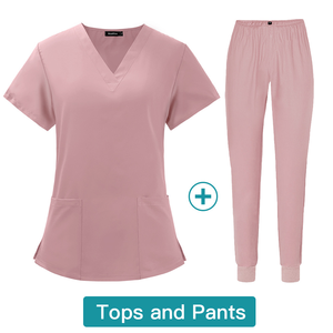 Ensemble d'uniformes médicaux décontractés à manches courtes pour femmes, coupe droite, personnalisés, élastiques, à séchage rapide, pour infirmières et personnel d'hôpitaux vétérinaires - Product Image 2