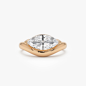 Bague de fiançailles en or rose avec diamant taille marquise, bijou solitaire classique pour femme - Product Image 1