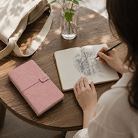 Cuaderno de Tapa Dura con Papel Floral Vintage A6, Cuaderno de Viaje Retro con Flores en Relieve, Bloc de Notas de Viaje con Bolsillo, Venta al por Mayor