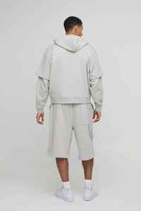 Men's <b>Light</b> Gray Cotton Bermuda Shorts With Drawstring Waist And Pockets Casual Style Mid Rise Knitted Fabric - Product Image 2