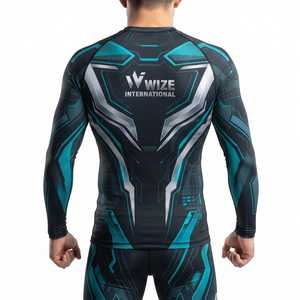 WIZE INTERNATIONAL Men's Full Sleeve Rash Guard Sublimation Print Quick Dry Spandex Polyester <b>Compression</b> <b>Shirt</b> - Product Image 2