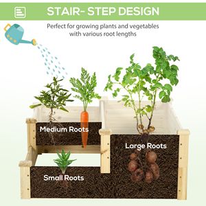 "Natural Fir 3-Tier Raised Flower Bed <b>Planter</b> <b>Box</b> 42.5"x34.75"x14.25" Open Bottom for Plants" - Product Image 6