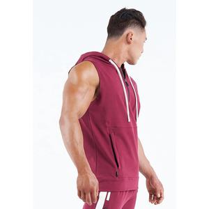 Wholesale Unisex Zipper <b>Hoodie</b> 100% Cotton Custom <b>Sleeveless</b> Gym <b>Hoodie</b> Vest Embroidered Plain Dyed Techniques <b>Men's</b> Half Zip - Product Image 2