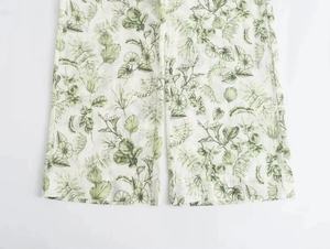 Pantalon évasé pour femme en velours vert décontracté à taille haute en dentelle d'hiver, longueur totale, devant plat, blanchi à la pierre - Product Image 4