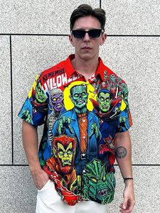 <b>Men's</b> Hawaiian <b>Shirt</b> <b>Halloween</b> Horror Characters Print Short Sleeve Vacation <b>Shirt</b> Breathable Turn-down Collar Summer Style - Product Image 3