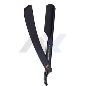 High Quality Stainless Steel Barber Shaving Razor American Straight Edge Black Matte Finish Foldable - Product Image 5