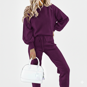 Ensemble de survêtement en molleton à col roulé pour femmes, sweat-shirt chaud, short décontracté respirant, ensemble deux pièces pour l'hiver - Product Image 4