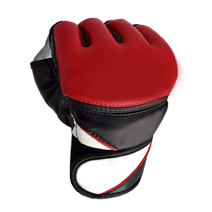 Half Finger PU MMA Gloves with Hook and Loop Wrist Support Lightweight & Adjustable <b>Strap</b> for Unisex Use - Product Image 2