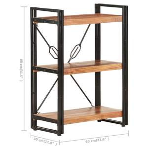 Librería de Madera Maciza de Acacia de Tamaño Mediano con Acabado de Madera Natural y Acero con Recubrimiento en Polvo - Product Image 5