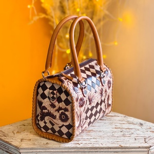 Sac de voyage en cuir véritable léger de luxe décontracté Venus Leathers, avec fermeture éclair et motif lettres, en polyester, pour femmes - Product Image 2