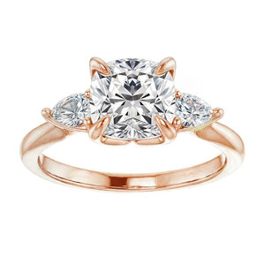 แหวนเพชรทรงคุชชั่นและทรงหยดน้ำ 9k/10k/12k/14k/18k เพชรเลี้ยงในห้องปฏิบัติการ คุณภาพ VS1, VVS1 สำหรับผู้หญิง - Product Image 4