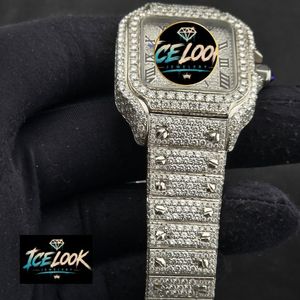 นาฬิกาข้อมือผู้ชาย ICELOOK หรูหรา หน้าปัดทรงเหลี่ยมประดับเพชร สายสแตนเลส สตีล ระบบควอตซ์ หน้าปัดเลขโรมัน ขนาด 40 มม. กระจกแซฟไฟร์ คุณภาพสูง - Product Image 3