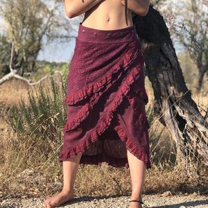 Jupe portefeuille ajustable à volants superposés pour femme, style bohème, en coton, pour festival, tenue d'elfe, à prix d'usine - Product Image 4