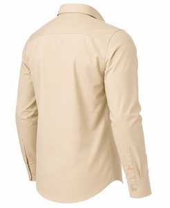 Camisa de Vestir de Punto Casual de Algodón Beige Premium para Hombre, Transpirable, Bordada, con Logotipo Personalizado, Manga Larga, Talla XL - Product Image 5