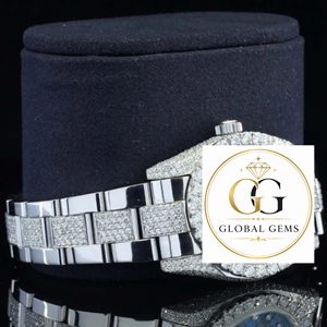 Reloj de Pulsera de Acero Inoxidable con Diamantes Moissanite VVS Mecánicos Automáticos de la Mejor Calidad, con Cristal Analógico y Detalles en Oro Blanco - Product Image 4