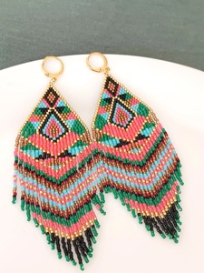 Distressed Look Beaded Earrings Aged Style Beaded Earrings Solid Finish Beaded Earrings Custom Factory Wholesale Item Beaded - Product Image 6