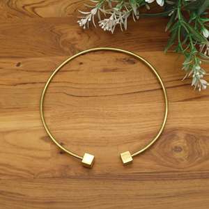 Minimalist Gold Cube Choker <b>Necklace</b> for Women – Geometric Open Collar <b>Statement</b> Jewelry - Product Image 3