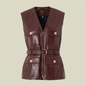 Chaleco de cuero impermeable de alta calidad, informal, transpirable, de invierno, para mujer, chaleco de cuero para motocicleta - Product Image 1