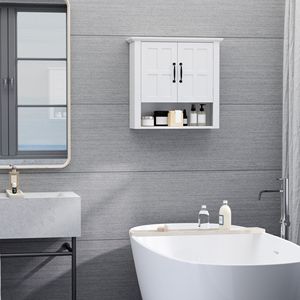 Armadietto da cucina bianco a 2 ante con ripiano regolabile - Product Image 2