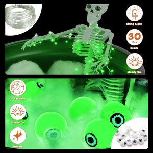 Grande Calderone di Halloween con Strega, Treppiede, Luci a Stringa a Forma di Occhio e Scheletro, 1 Pezzo, Decorazioni per Esterni e Portico 56.49 - Product Image 3