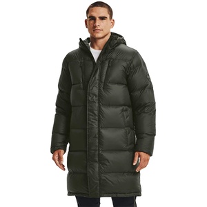 Women's Long <b>Quilted</b> Winter Jacket Hooded Full Sleeve Zipper Closure Solid Color Polyester Shell Thick Warm Coat - Product Image 5