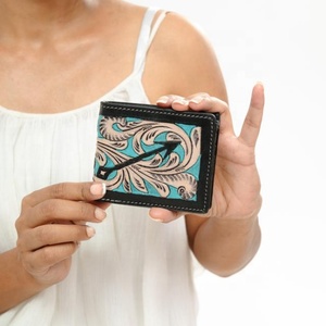 Best Seller Handmade Cowboy Genuine Leather Floral Hand Tooled Western Men's <b>Wallet</b> With Hand Carved Latest Men Luxury <b>Wallet</b> - Product Image 3