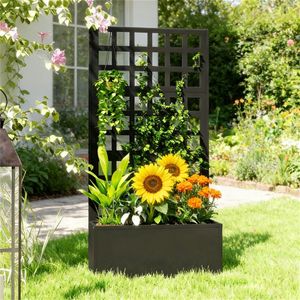 Jardinera Elevada Negra y Estante para Plantas, Producto Duradero de Cercas, Enrejados y Puertas - Product Image 1